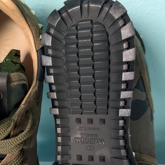 VALENTINO GARAVANI Military Green Camo Nylon Suede Rockrunner Sneakers sz 38.5 - Picture 9 of 15